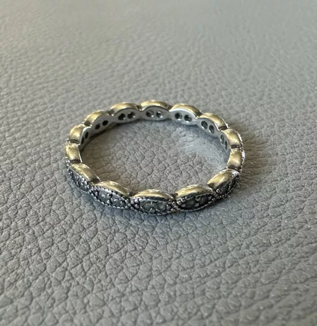 PANDORA STERLING SILVER Shimmering Leaves Stacker Ring Size 56 ALE
