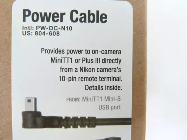 NEW Pocket Wizard 804-608 PW-DC-N10 Power Cable for TT1 or Plus III-Nikon 10 Pin