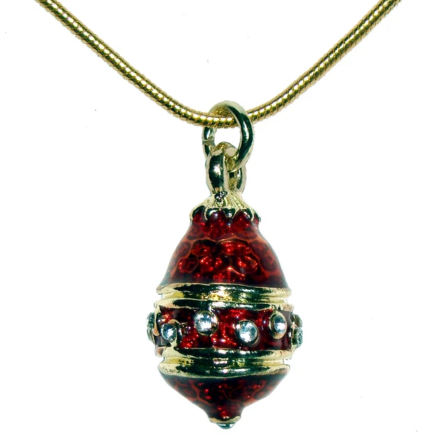 Pendentif Œuf Fabergé Style En Argent Plaqué Or - Émaux Multicolores Bleu, Neuf Avec étiquettes