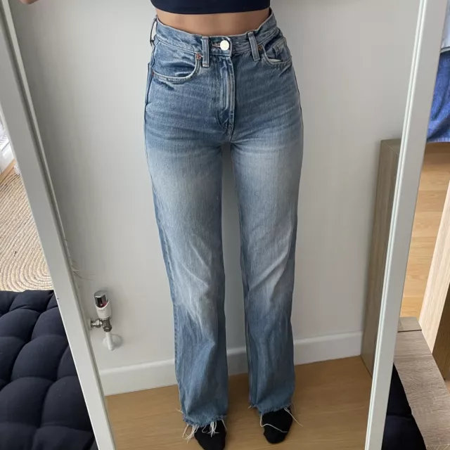 Zara, Jeans, Zara Trf Wide Leg Double Waistband Jeans