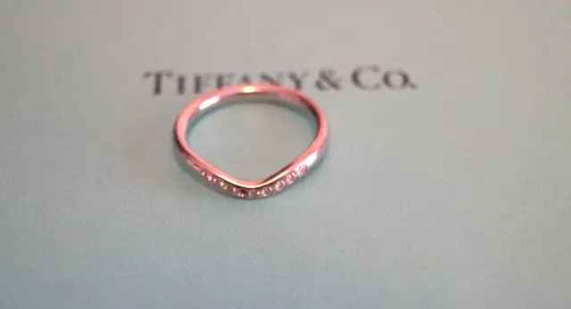 Tiffany & Co PT 950 Platinum Multi Diamond Curved Band Ring size 4 1/4 "READ"