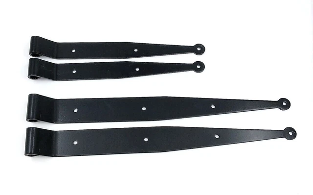 Pair of USA Made Blacksmith Hand-Forged Steel Strap Hinges, 1” Offset, 2 Sizes 3