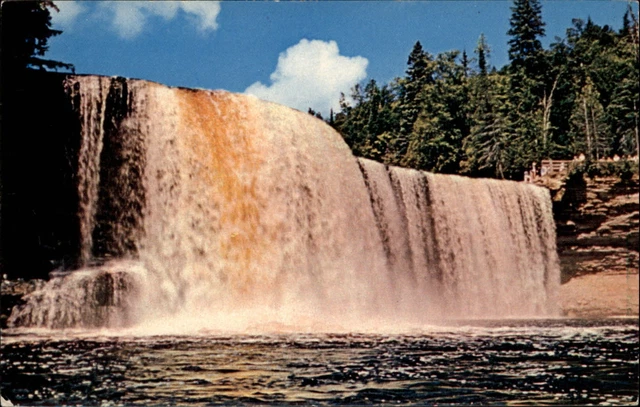 Michigan Upper Falls Tahquamenon River Peninsula ~ 1950-60s postcard  ~ s9469