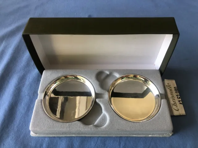 Christofle Paris Set Of Two Butter Dishes Condiments Ashtrays New in Orig. Box