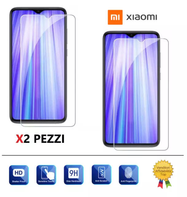 VETRO TEMPERATO PER XIAOMI REDMI NOTE 8 PRO PELLICOLA PROTETTIVA display X2