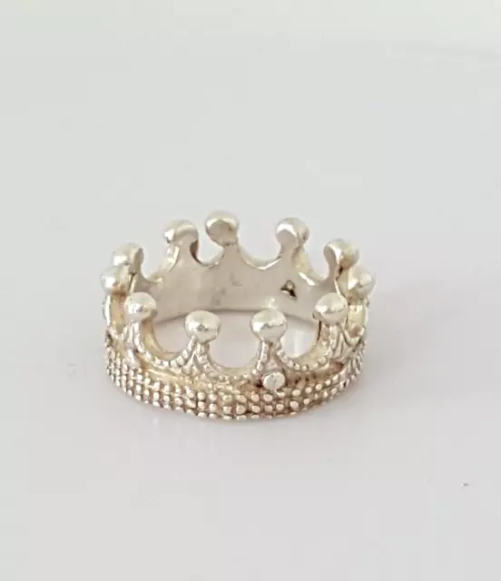 Fabulous Solid Unusual Crown Ring 925 Silver Size I1/2~J Weight. 3.50 g #19990