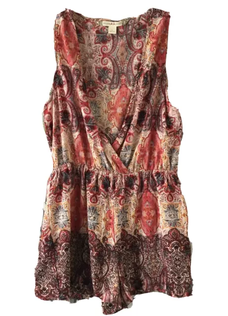 Chelsea & Violet Women's L Orange Rust Paisley Sleeveless Romper