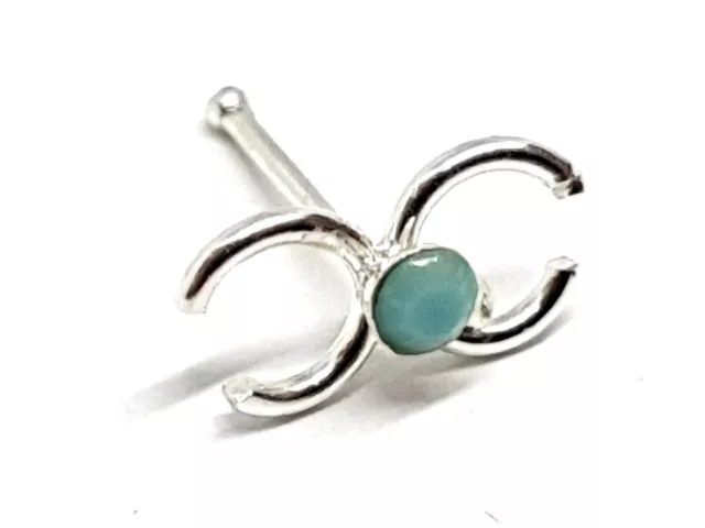 Piercing de Nez Triple Lune Turquoise 22g (0.6mm) Argent Massif Fin Boule...