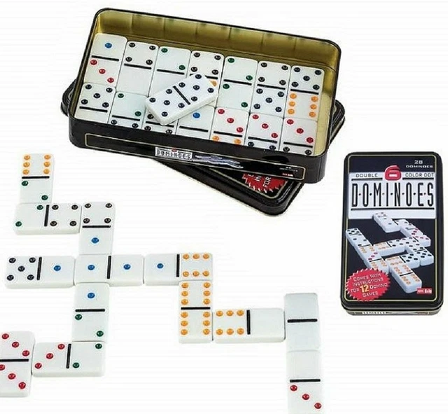 Jeu De Dominos Beni 28 Jetons Résine Et Boîte Noire - Neuf