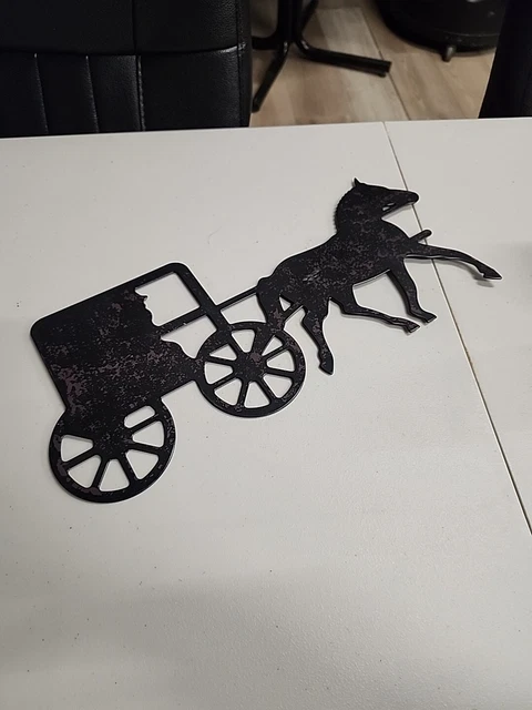 Wrought Iron Amish Horse and Buggy Blacksmith USA Crafted Black Wall Decor ¿