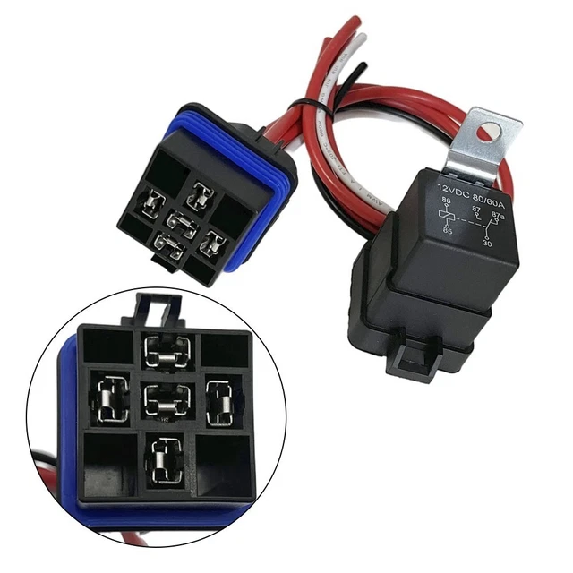 60/80A 12Volt Relè Auto Protetto Acqua con Pigtail 5 Pin Heavy Duty
