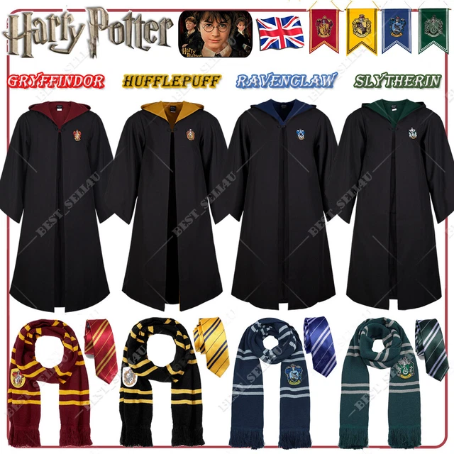 HARRY POTTER GRYFFINDOR Ravenclaw Slytherin Hufflepuff Robe Cloak Tie