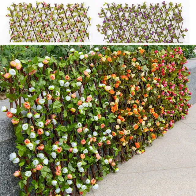 Stilvolle Gartenmauer mit künstlicher Rosenblume und erweiterbarem Gitterzaun!