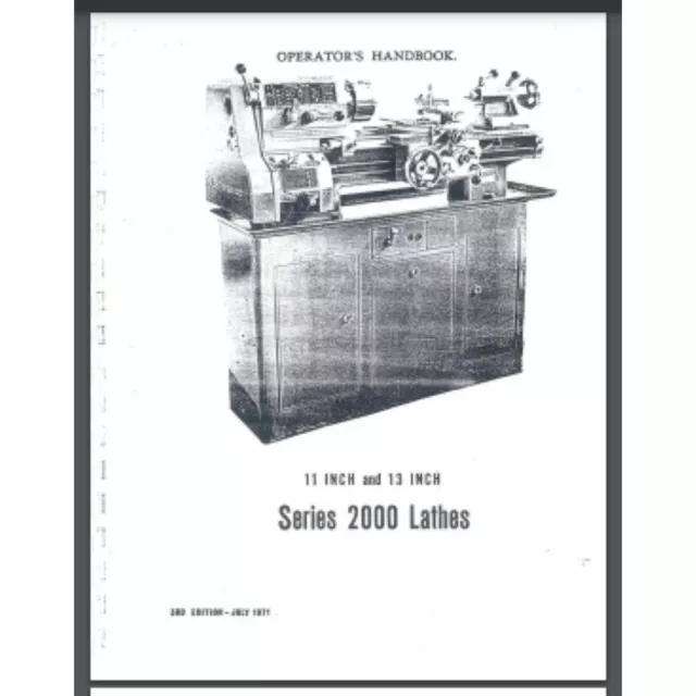 Standard Modern Tool Company 11" 13"  Lathe Series 2000 Owners Manual 20 pages