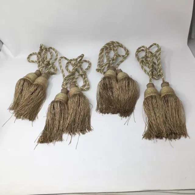 Drapery Curtain￼ Tie–Backs￼ Champagne￼ Gold Braided Rope & Tassel Set of 4￼