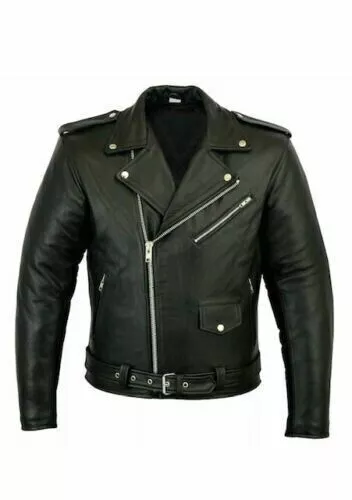 Veste de motard en cuir véritable Brando pour homme Perfecto noir Marlon