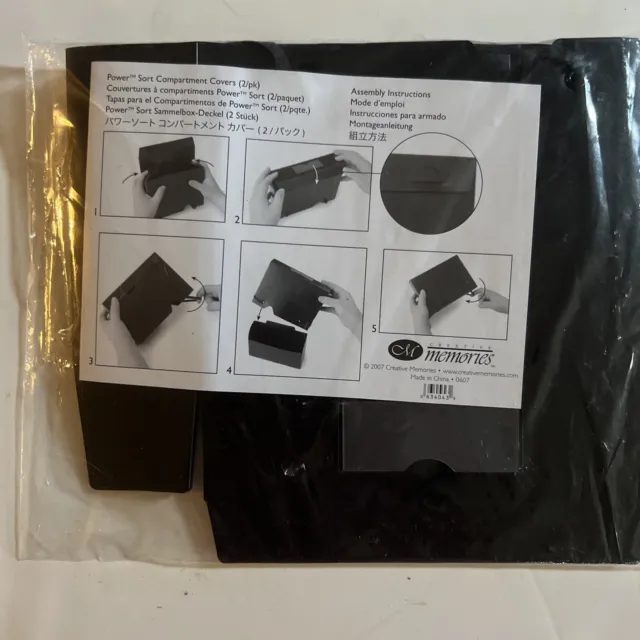 Paquete de 2 cubiertas compartimentos tipo potencia de plástico negro Creative Memories álbum de recortes