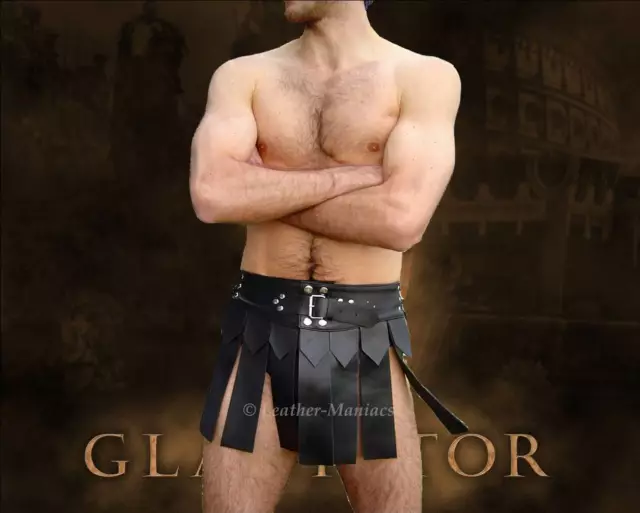 Gladiateur Jupe Costume Leder-Kilt Lederkilt Russel Corbeau Cuir Gladiatorenrock