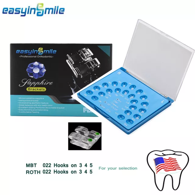 Dental Orthodontic Bracket Ceramic Sapphire Crystal Clear Brace Roth/MBT 022 345