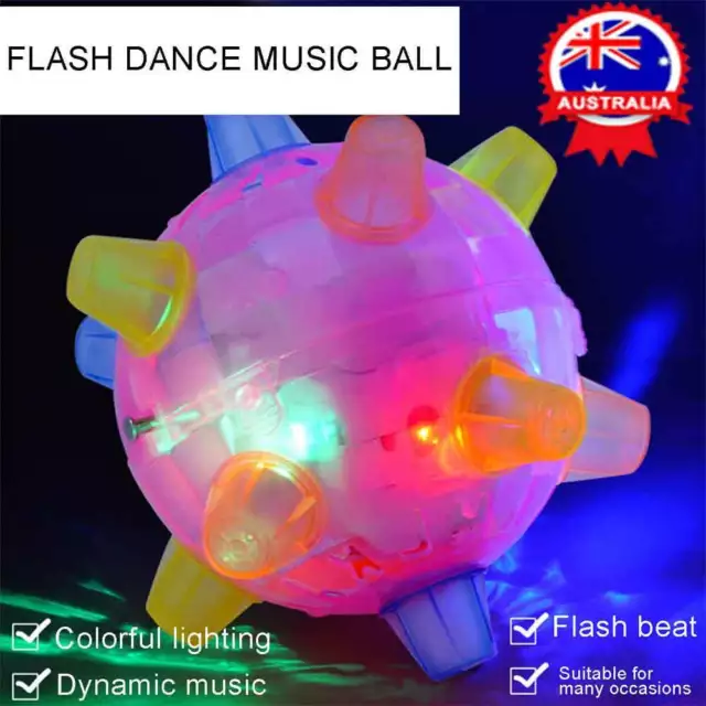 LED Dog Activation Music Bouncing Light Jumping Ball Pet Vibrati Toy Flashing QT