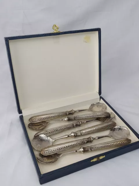 Cucchiaini Set Da 6 In Argento 800 Punzonato Decorati Con Custodia Vintage