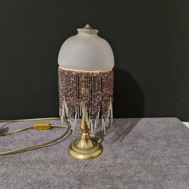 Ancienne lampe champignon en verre et métal - XXe