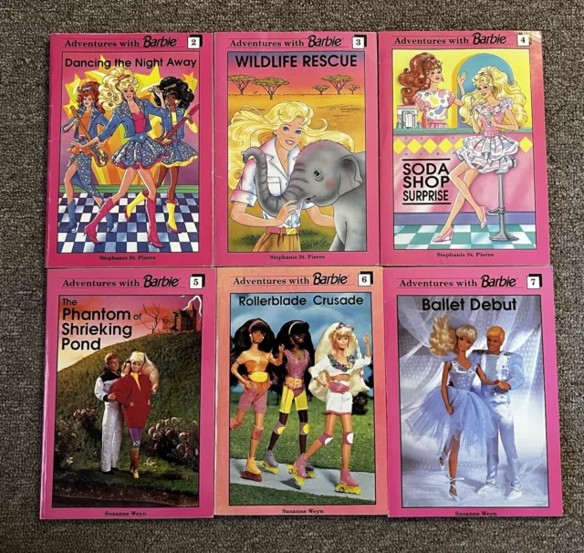 Vintage ADVENTURES WITH BARBIE BOOK LOT #2 3 4 5 6 7 Weyn, Stephanie St. Pierre 