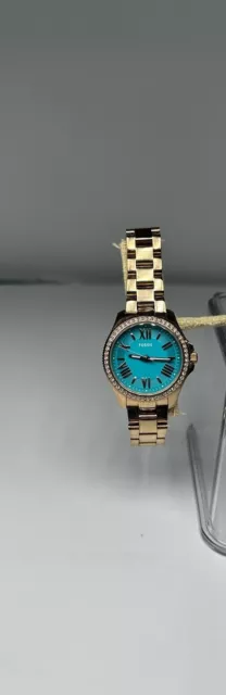 FOSSIL Womens AM4584 'Cecile' Turquoise Dial Rose Gold Tone 29mm Watch 122481