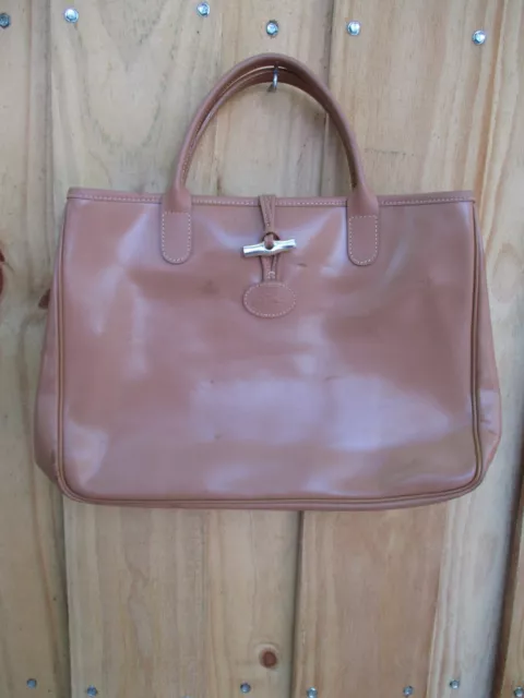 Longchamp authentic beige tan coated leather made France tote bag 13 in