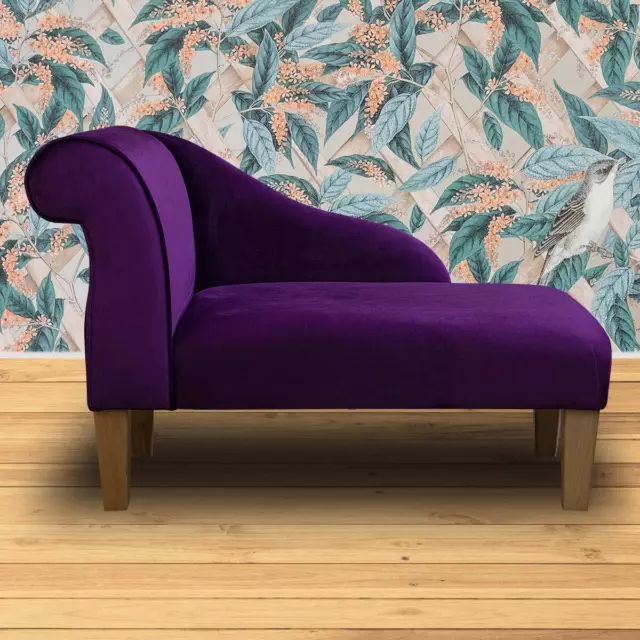 Purple Velvet Chaise Longue Sofa Accent Chair Handmade in Amethyst Monaco Fabric