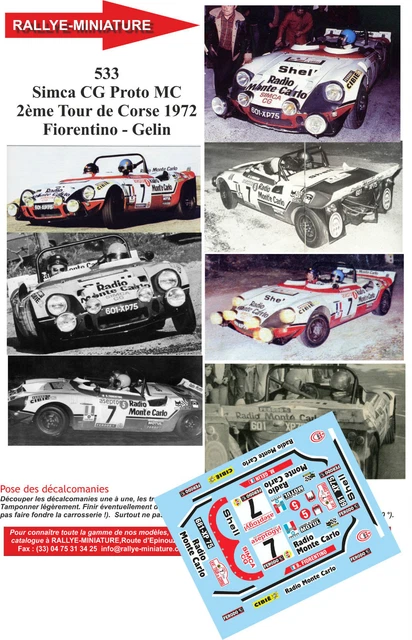 Miniature Simca CG Proto MC 1/43 – Tour De Corse 72, B.Fiorentino, Chrono 43