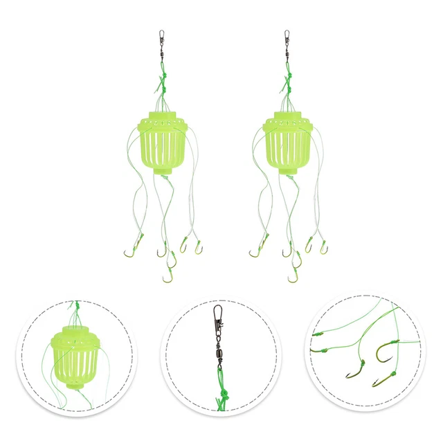 2 Pcs Fluoreszierender Explosionshaken Plastik Korb Köder Feeder Garnelen Korb