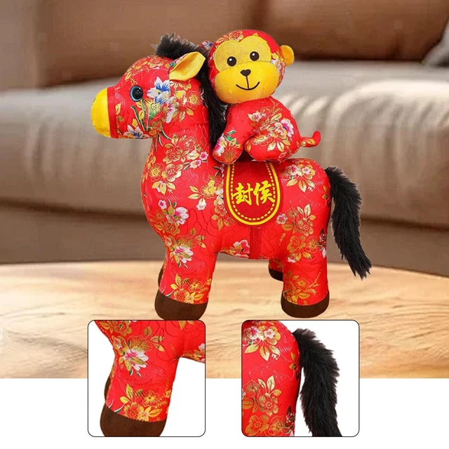 Statuette Cheval Chinois En Résine Rouge - Décoration Nouvel An Lunaire 2026, Yuanbao Rotatif Porte-Bonheur - 8