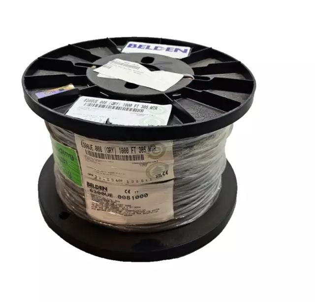 Belden 6300UE 1000ft. 18 AWG 2C Plenum-rated Speaker Cable CMP Gray Multi Conduc