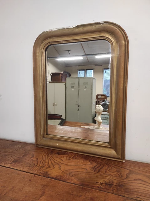 Ancien miroir doré classique Louis Philippe avec glace au mercure Belle...
