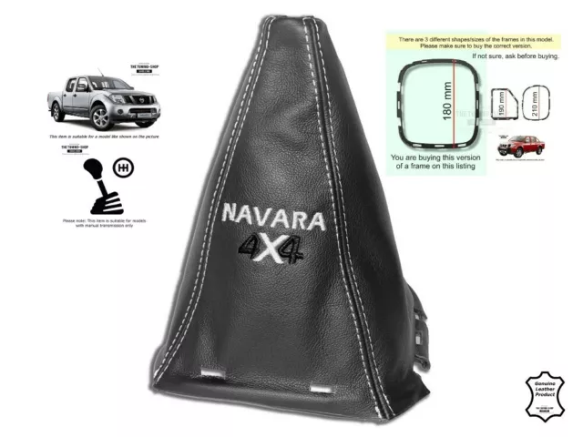 Soufflet Levier De Vitesse Pour Nissan Navara 05-12 Cuir Logo Noir + Cadre 180mm