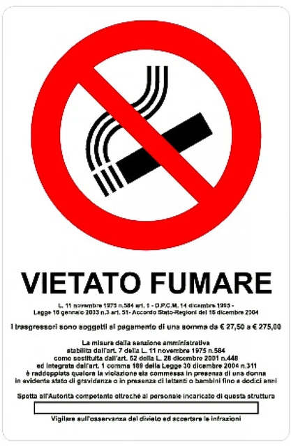 Adesivo in pvc Segnaletica di sicurezza VIETATO FUMARE Varie Misure