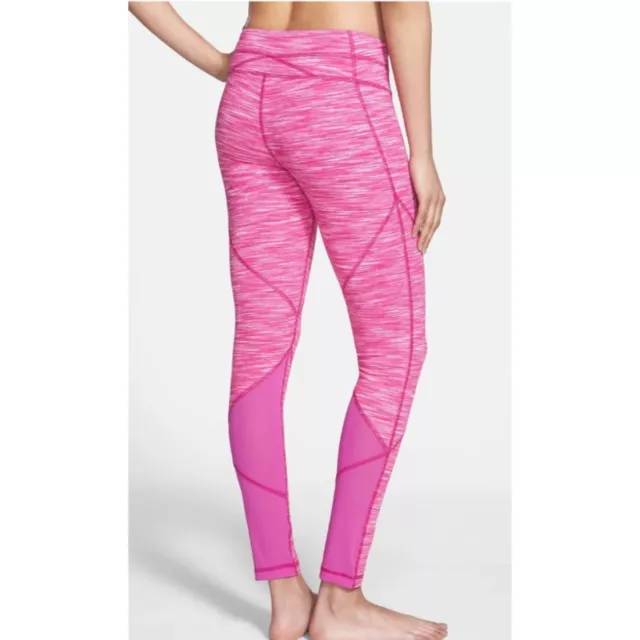 Zella Size XS Pink 'Live In' Halo Eclipse Leggings Mesh Cutouts Space Dye Yoga 2