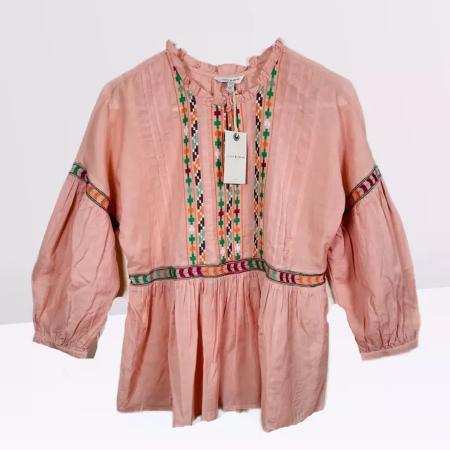 Lucky Brand New Women's Top Blouse Size M Boho Peasant Peach Color