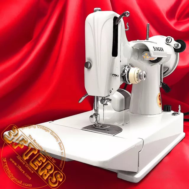 SINGER Featherweight 221 221k Sewing Machine White 110V Restored by 3FTERS