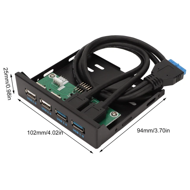 3.5in Front Panel USB3.0 Hub High Speed 4 Port Internal Combo Bracket Adapte ZIN