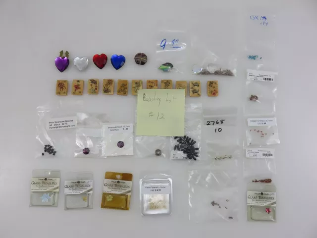 Various Beading Supplies Glass Charms Hearts Crystals Assortment Lot#12