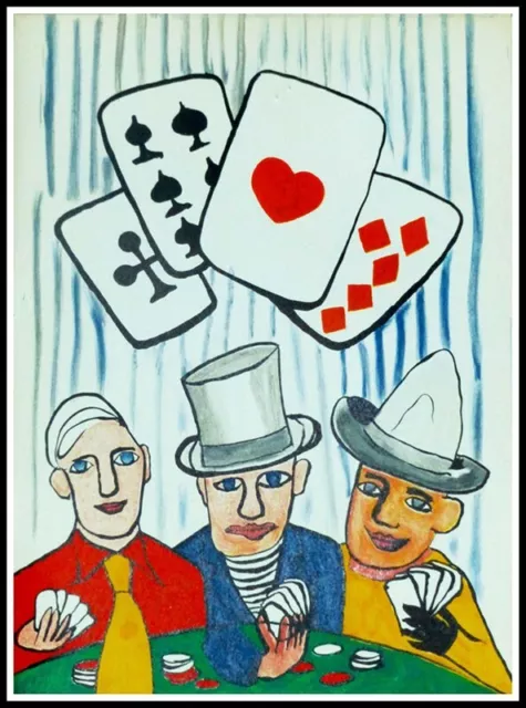CALDER Alexandre original lithograph, Poker players, lithographie originale