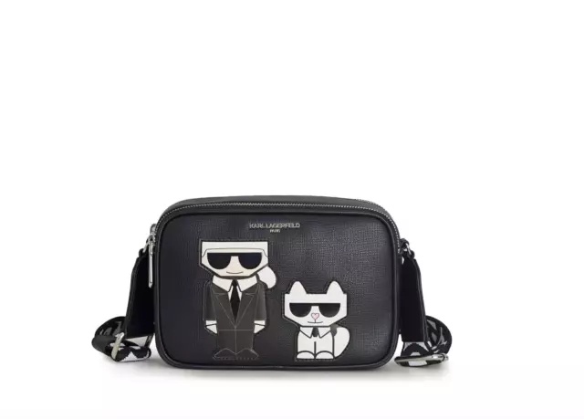 Nwt Karl Lagerfeld Paris Maybelle Karl Choupette Crossbody Bag Purse Black