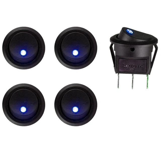 Haute qualité 4 pièces DEL Dot Light 2 broches rocker rond commutateur ON basc