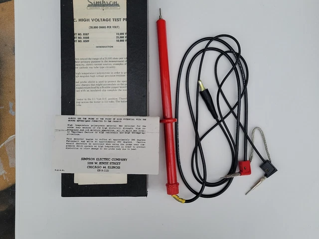 Simpson 0508 HV Test Probe for Models 260, 261, 267, 270, 25kV in Box Free Ship