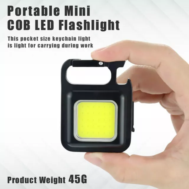 Mini LED Light Flashlight COB Work Rechargeable USB Lamp Torch Pocket Keychain