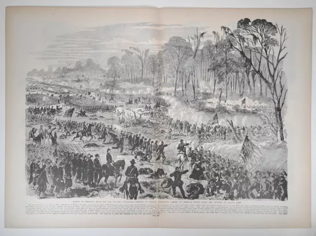 1896 Victorian Print Art Engraving, Battle of Champion Hills, Hendersonville, NC