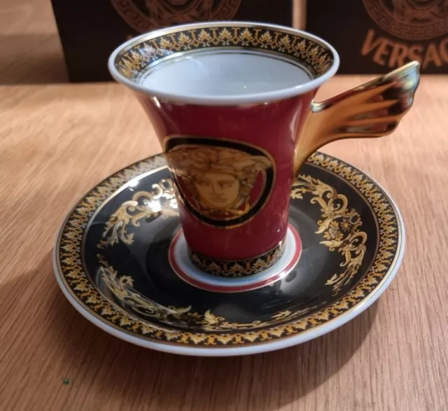 Rosenthal Versace Ikarus Medusa Espresso Kaffeetasse 2-tlg in Rot - OVP