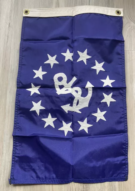 Vintage Dura Lite Commodore 13 Star Anchor Sailing Yachting Boating Captain Flag